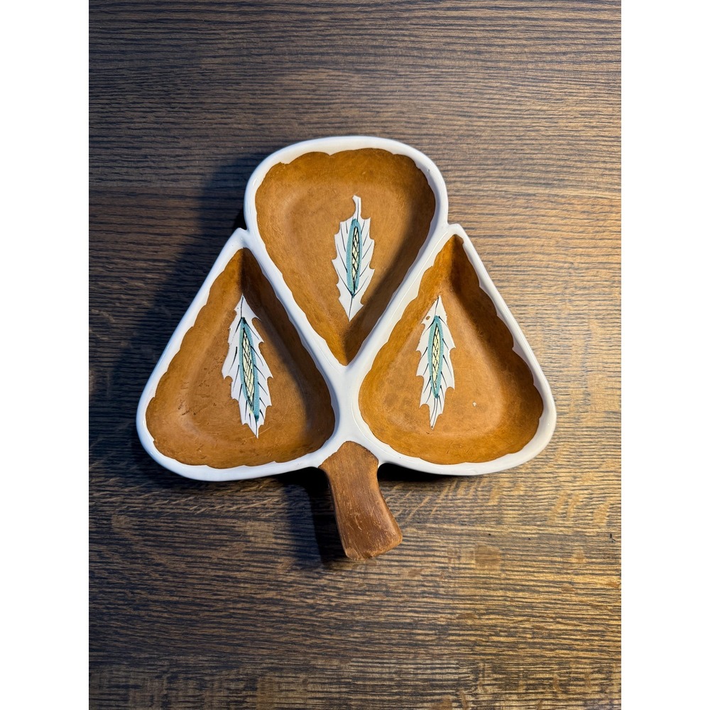 Vintage Fiamma Roma Leaf Dish: 1960s Italian Pottery Bowl‎